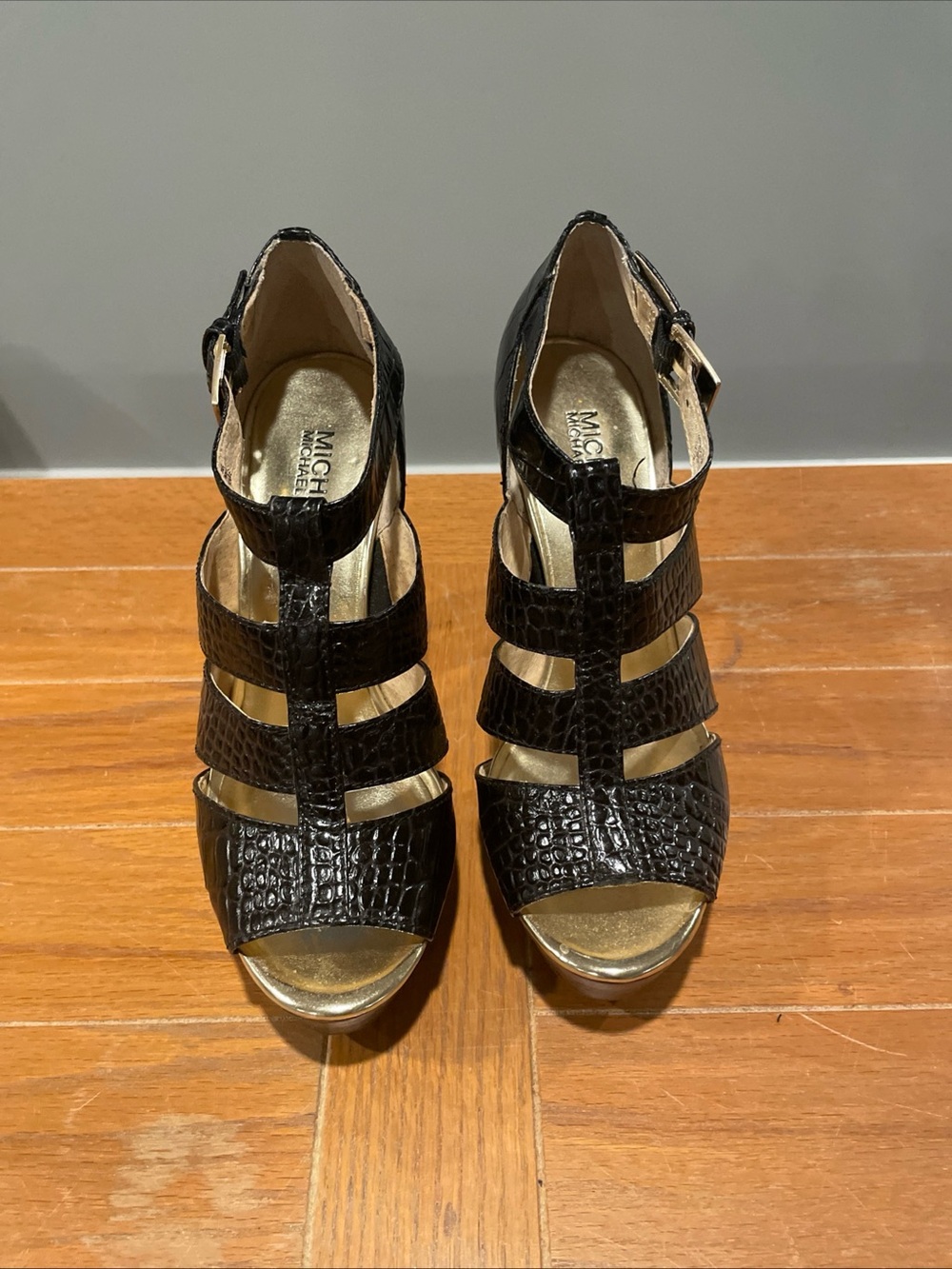 Michael Kors Women's Black Croc Leather Heels - Size 7 Worn One Time.